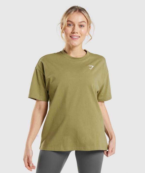 Damske Tricka Gymshark Training Oversized Zelene | TF6730815